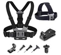YEHOLDING 7IN1 Kit Suitable for Insta360 X5/X4/X3/X2/Ace Pro 2/ONE RS, Chest Harness Kit + Head Strap Mount + Quick Clip Mount Backpack Compatible with GoPro Hero, SJCAM and Other Action Cams,Black