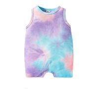 YEHOOM Infant Summer Baby Bodysuits Tie-dye Colorful Vest Cotton Children Sleeveless Sling Romper Jumpsuit Outfit Clothes (Purple Tie-dye,0-3 M)