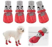 YEHOOM Pets Waterproof Shoes,Non-Slip Dog Socks for Hardwood Floors Anti Slip Paw Protector with Elastic Reflective Straps for Medium, Large, Senior Dogs (Red-Medium)