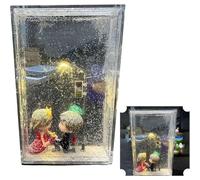 YEHOOM Snow Scene Nightlight, Snowy Night Street Lamp DIY Materials Flowing Lamp Snow Night Light DIY Christmas Lights Christmas Desktop Decor (Couple Doll)