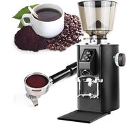 YEHOZZ Commercial Coffee Flat Burr Grinder,9 Precise Settings,Dual Dosing Modes, LED button control panel,64MM flat blade grinding disc, for Espresso, Hand Punch, French Press Black
