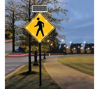 YEHOZZ Pedestrian Crossing Sign Aluminum Road Signs Traffic Street Warning, Rust-proof Metal Frame, 24" Flashing LED Pedestrian Crossing Sign, Engineer Grade Reflective Film, IP65 Waterproof