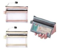 YehVeh 3 Pack Travel Document Organizer Case with Dual Zipper Card Pouch Mesh Small Travel Pouch Passport Holder Passport Wallet for Travel Essentials ID Cards Credit Card Money Coins Air Tickets