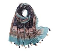 Yeieeo Boho Scarf for Women Lightweight Floral Printed Scarf Fall Winter Fashion Fringed Scarves Wraps Shawl, Floral 10, Medium