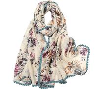 Yeieeo Boho Scarf for Women Lightweight Floral Printed Scarf Fall Winter Fashion Fringed Shawl, Floral 25, Medium