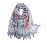 Yeieeo Boho Scarf for Women Lightweight Floral Printed Scarf Fall Winter Fashion Fringed Shawl, Floral 8, Medium