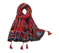 Yeieeo Boho Scarf for Women Lightweight Floral Printed Scarf Fall Winter Fashion Fringed Shawl, Floral 23, Medium