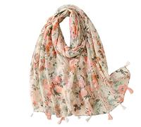 Yeieeo Boho Scarf for Women Lightweight Floral Printed Scarf Fall Winter Fashion Fringed Shawl, Floral 29, Medium