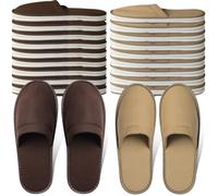 Yeios 20 Pairs Disposable Guest Slippers, Hotel Slippers, Spa Slippers, Non-Slip Washable Slippers, Bulk Pack for Adults for Men and Women, Light brown and dark brown, Medium