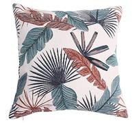 Yeiotsy Cushion Cover, Tropical Leaf Decorative Pillow Case Jacquard Chenille Pillow Cover for Sofa Chair Bed(Teal & Red)