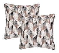 Yeiotsy Pack of 2, Nordic Style Cozy Decorative Throw Pillow Covers for Sofa Bed Car Chair Geometric Cushion Cases Jacquard Chenille (Coffee Rhombus, 18 X 18 Inches)