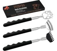 Yeipis 3 Pack Different Back Scratcher Metal Portable Telescoping with Rubber Handles, Extendable Back Massager Tool with Beautiful Box, Stocking Stuffers for Men Women Kids Adults (Black)