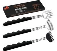 Yeipis 3 Pack Different Back Scratcher Metal Portable Telescoping with Rubber Handles, Extendable Back Massager Tool with Beautiful Box, Stocking Stuffers for Men Women Kids Adults (Black)