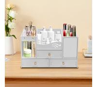 YEITBY Makeup Organiser with Drawers & Mirror, White