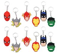 YEIUZPT 12 pcs Cartoon Keychains Super-hero Series Keyrings, Anime Keychain, Boys Girls Keychains Backpack Pendant Birthday Gift