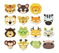 YEIUZPT 15pcs Kids Animal Masks, Kids Animals Cartoon Mask Paper Masks, For Jungle Safari Petting Zoo Theme Birthday Party Masks Dress-Up Party Masquerade Supplies