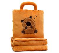 YEIUZPT Capybara Pillow and Blanket, Plush Pillows Stuffed Animal Dolls Soft Flannel Blankets Napping Throw Blankets Cartoon Pillow Blanket for Sofa Couch Bedroom Decoration (110 * 160CM)