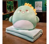 YEIUZPT Dinosaur Pillow and Blanket, Plush Pillows Stuffed Animal Dolls Soft Flannel Blankets Napping Throw Blankets Cartoon Pillow Blanket for Sofa Bedroom Couch Decoration (80x100CM)