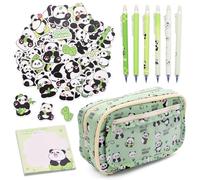 YEIUZPT Panda Pencil Pouch, Pencil Case Large Pen Bag Capacity Portable Pen Case Compartments Desk Stationery Organizer Erasable Pens Sticky Note and Stickers School Supplies Kit for Office Supplies