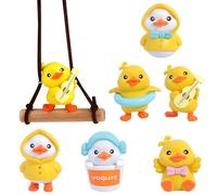 YEIUZPT Swinging Car Duck Set, 7 Pcs Duck Swinging Car Hanging Ornament And Dashboard Decoration, Funny Ducks Cars Ornaments Set, Fun Pendant Rearview Mirror For Cars And Home Decor Gifts