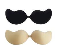 YEJAHY 2 Pack Push Up Invisible Bra for Women,Reusable Backless Strapless Sticky Adhesive Bra,for Wedding,Party,Backless Dress and Everyday Wearing (Cup D)