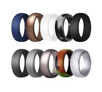 YEJBBUC 10 Pieces 8.7mm Wide Flexible Rubber Silicone Wedding Finger Ring Band US Size13