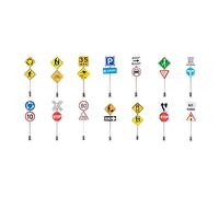 YEJBBUC 14cs 1:87 Traffic Signs DIY Micro Landscape Decoration Layout Road Signs