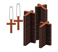 YEJBBUC 50 Pieces Cross Pendants Handcrafted Jewelry Making Accessory Wooden Crucifix