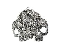 YEJBBUC 6 Pieces Large Hollow Flower Skull Charm Pendant Jewelry Gift Antique Silvery