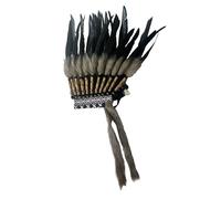 YEJBBUC American Chief Indian Native Hat Feather Headdress for Party Dance Show Black Gray 42x45cm