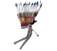 YEJBBUC American Chief Indian Native Hat Feather Headdress for Party Dance Show Black White Gray 42x45cm