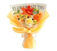 YEJBBUC Crochet Flower Bouquet Already Made for Anniversary Valentines Day Gift Cafe yellow rose flower 35x35cm