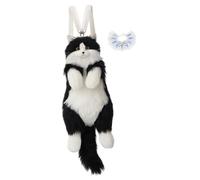 YEJBBUC Cute Cat Plush Backpack Lifelike Lovey Animals Backpack for Girls Kids Women With Blue Scarf