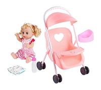 YEJBBUC Dolls Baby Girl Doll with Mini Stroller Carriages for Children Toys Pink