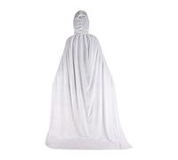 YEJBBUC Halloween Cosplay Long Hooded Cloak Cape Sturdy Accessory for Dress up Party 150cm White