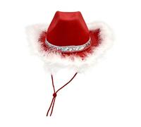 YEJBBUC Red Cowgirl Hat Chic Cowboy Hat for Photo Prop Theme Costume Party Halloween Ordinary Feather