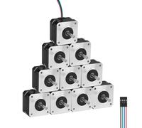 YEJMKJ 10Pack Nema 17 Stepper Motor 1.8 ° 2 Phase High Torque 0.28Nm(39.65oz·in) Bipolar 42x28mm 1.6A 1.6Ω 4-Lead Shaft 24mm φ5mm 42 Stepper Motor Cable 1M for 3D Printer DIY Robot CNC Machine