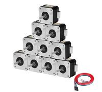 YEJMKJ 10Pack Nema 17 Stepper Motor 1.8 ° 2 Phase High Torque 0.28Nm(39.65oz·in) Bipolar 42x28mm 1.6A 1.2Ω 4-Lead Shaft 24mm φ5mm 42 Stepper Motor Cable 1M for 3D Printer DIY Robot CNC Machine