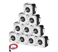 YEJMKJ 10Pack Nema 17 Stepper Motor 2 Phase 1.8 ° 0.26Nm(36.82oz·in) High Torque Bipolar 26mm 2.0A 1.1Ω 4-Lead Shaft 24mm φ5mm 42 Stepper Motor Cable 1M for 3D Printer DIY Robot CNC Machine