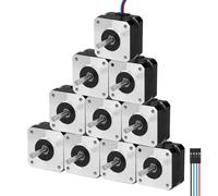 YEJMKJ 10Pack Nema 17 Stepper Motor 2 Phase 1.8 ° 0.26Nm(36.82oz·in) High Torque Bipolar 26mm 2.0A 1.5Ω 4-Lead Shaft 24mm φ5mm 42 Stepper Motor Cable 1M for 3D Printer DIY Robot CNC Machine