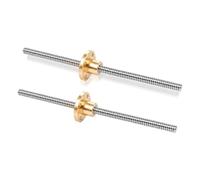 YEJMKJ 2Pcs Tr6x2 Trapezoidal Lead Screw Stainless Steel Acme Thread 1mm Pitch 2mm Lead 2 Start 250mm 9.84inch with Brass Nut for 3D Printer CNC Machine