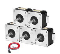 YEJMKJ 5Pack Nema 17 Stepper Motor 2 Phase 1.8 ° 0.26Nm(36.82oz·in) High Torque Bipolar 26mm 1.1Ω 2.0A 4-Wire Shaft 24mm φ5mm 42 Stepper Motor Cable 1M for 3D Printer DIY Robot CNC Machine
