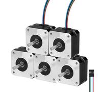 YEJMKJ 5Pack Nema 17 Stepper Motor 2 Phase 1.8 ° 0.26Nm(36.82oz·in) High Torque Bipolar 26mm 1.5Ω 2.0A 4-Wire Shaft 24mm φ5mm 42 Stepper Motor Cable 1M for 3D Printer DIY Robot CNC Machine