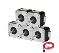 YEJMKJ 5Pack Nema 17 Stepper Motor 2 Phase 1.8 ° 0.28Nm(39.65oz·in) High Torque Bipolar 28mm 1.6A 1.2Ω 4-Wire Shaft 24mm φ5mm 42 Stepper Motor Cable 1M for 3D Printer DIY Robot CNC Machine