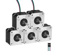 YEJMKJ 5Pack Nema 17 Stepper Motor 2 Phase 1.8 ° 0.28Nm(39.65oz·in) High Torque Bipolar 28mm 1.6A 1.6Ω 4-Wire Shaft 24mm φ5mm 42 Stepper Motor Cable 1M for 3D Printer DIY Robot CNC Machine
