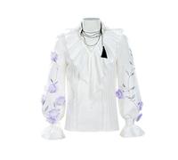Yejue Xavier Cosplay Costume Shen Xinghui Cosplay Lace Up Shirt Game Anime Events Show Party Casual Top, White, L
