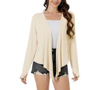 Yekaty Womens Lightweight Tie Cardigan Shrugs for Summer Dress UPF 50+ Sun Prrotection Wraps Tops Shawls, Apricot-with Jacquard, S