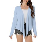 Yekaty Womens Lightweight Tie Cardigan Shrugs for Summer Dress UPF 50+ Sun Prrotection Wraps Tops Shawls, Blue-with Jacquard, XL