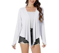 Yekaty Womens Lightweight Tie Cardigan Shrugs for Summer Dress UPF 50+ Sun Prrotection Wraps Tops Shawls, White-with Jacquard, Medium