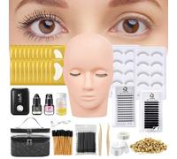 Yekavo Lash Eyelash Extension Kit, Professional Eyelash Extensions Training Set for Beginners, Lashes Practice Supplies with Mannequin Head, USB Fan, Individual False Lash, Storage Box, Eyelash Brush